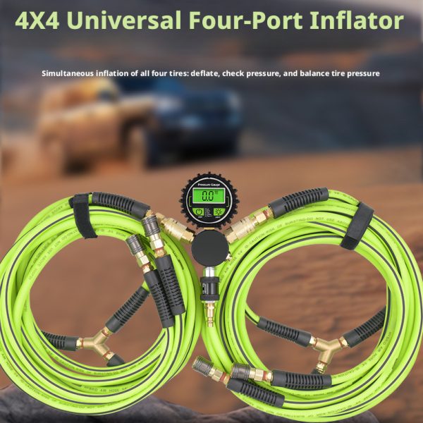 4X4 Universal Heavy-Duty 4-Way Digital Tire Inflator, Deflator & Equalizer Gauge System
