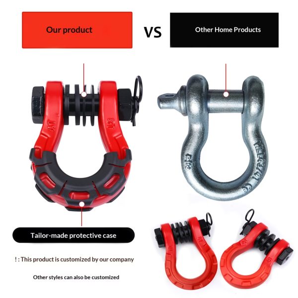 8-Ton Heavy-Duty Shackle Set with Anti-Rattle Isolators & Washer Kit