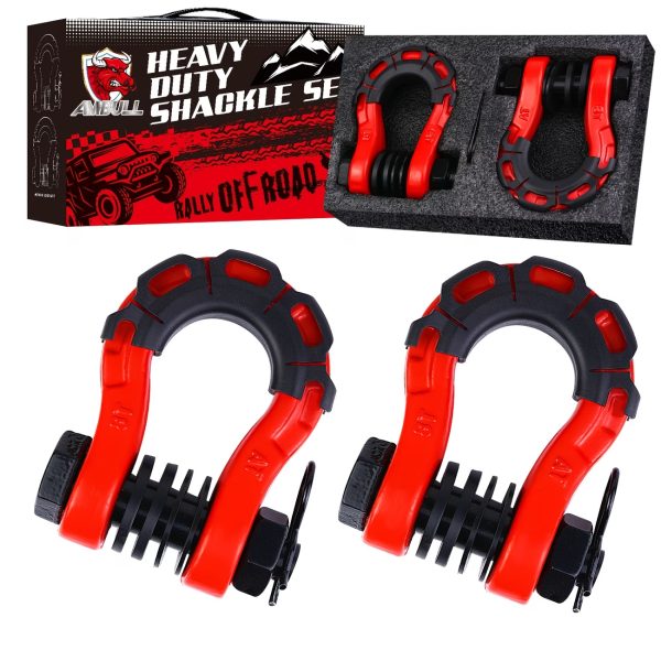 8-Ton Heavy-Duty Shackle Set with Anti-Rattle Isolators & Washer Kit