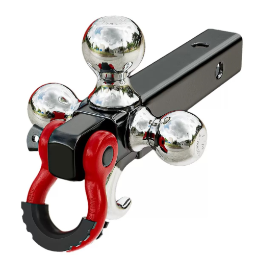 AYLEID Heavy Duty 2-Inch Adjustable Hitch Receiver - All-in-One Off-Road Towing Kit with Triple Ball, Extra Hook & 360° Rotating Rescue D-Shackle