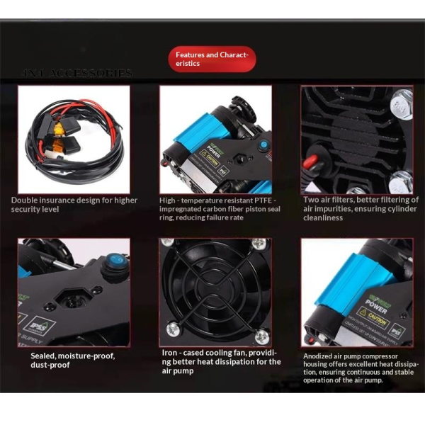 Haifeng Professional 12V Heavy-Duty Twin-Cylinder On-Board Air Compressor Kit with Protective Flight Case