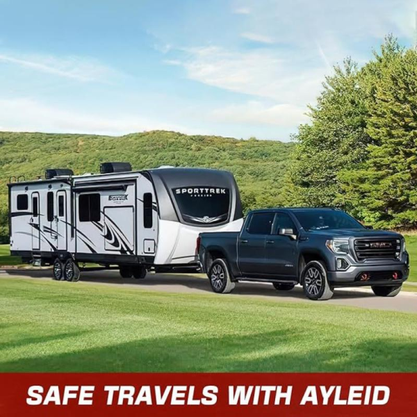 AYLEID Heavy Duty 2-Inch Adjustable Hitch Receiver - All-in-One Off-Road Towing Kit with Triple Ball, Extra Hook & 360° Rotating Rescue D-Shackle