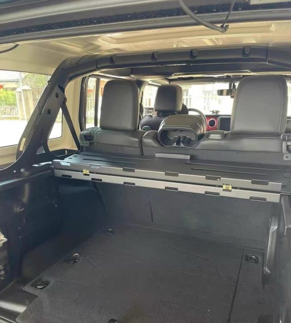 Premium Foldable Rear Trunk Double-Layer Cargo Shelf for Jeep Wrangler JL – Bolt-On No-Drill Multi-Functional Storage Rack